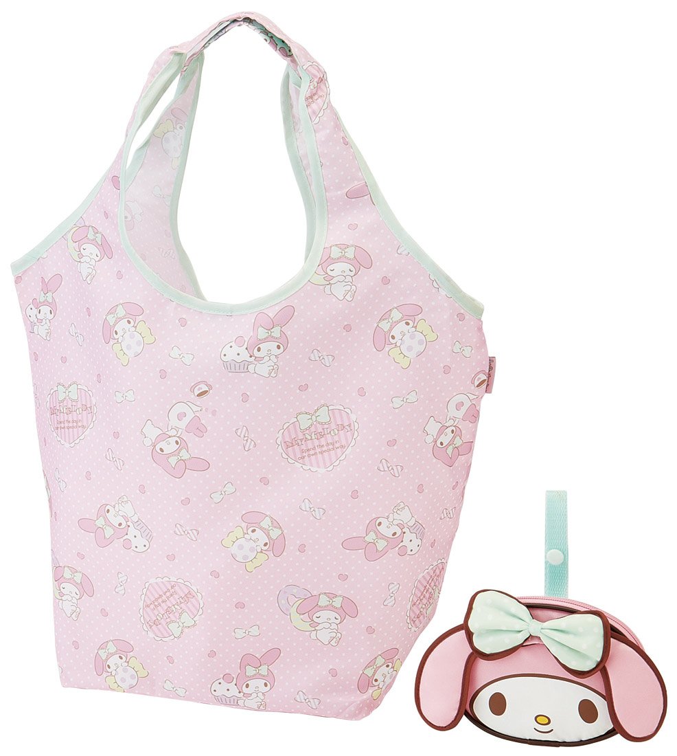 Skater My Melody Sanrio Eco Shopping Bag with Pouch 420x320x180mm - KBS42P- Japan Figure Store - #1 Bring To You The Best Japanese Goods