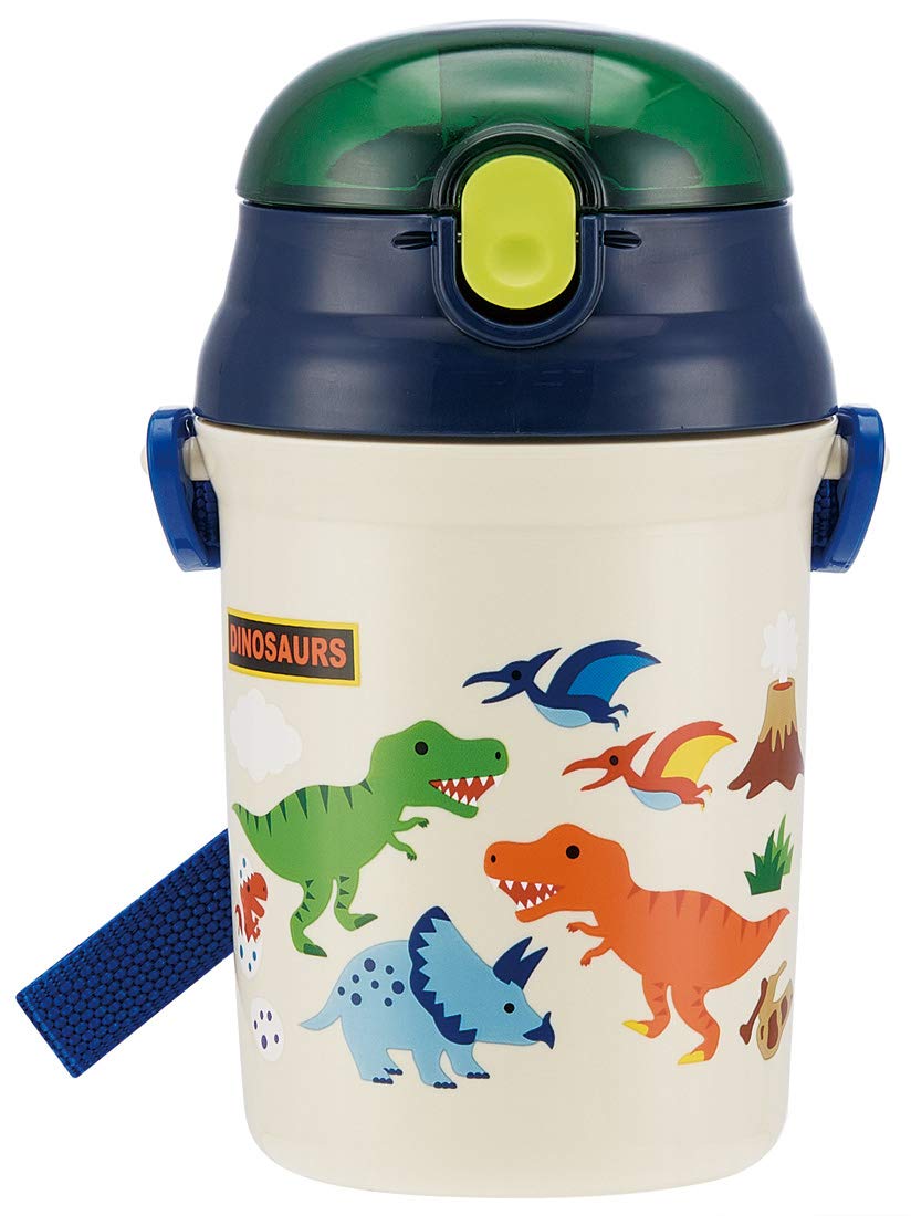 Skater Dinosaur 340ml Silicone Straw Water Bottle - Kids Hydration SST3H- Japan Figure Store - #1 Bring To You The Best Japanese Goods