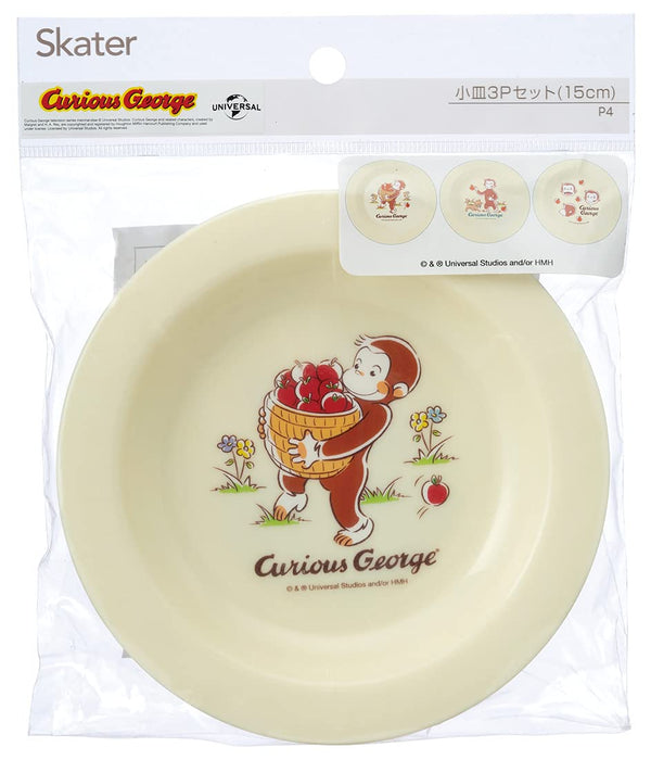 Skater Curious George Small Plastic Plates 15cm Set of 3 Durable Made in Japan- Japan Figure Store - #1 Bring To You The Best Japanese Goods