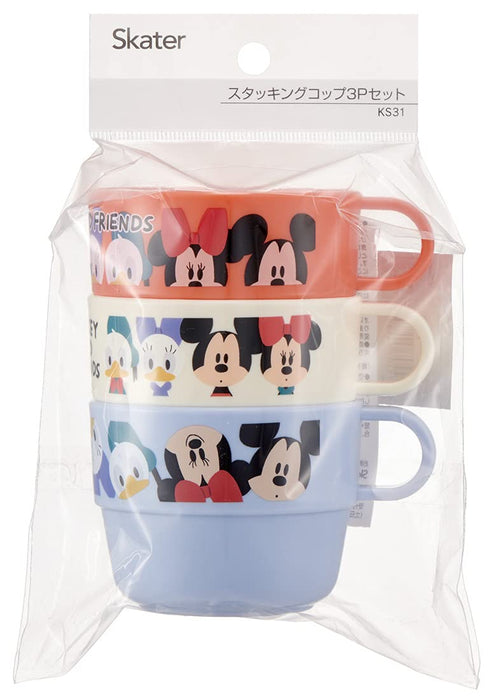 Skater Disney Mickey Mouse Stacking Cups for Kids Set of 3 Made in Japan - KS31-A- Japan Figure Store - #1 Bring To You The Best Japanese Goods