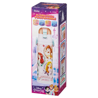 Skater Disney Princess 24 Lightweight Stainless Steel Kids Water Bottle 580ml SDC6N-A- Japan Figure Store - #1 Bring To You The Best Japanese Goods