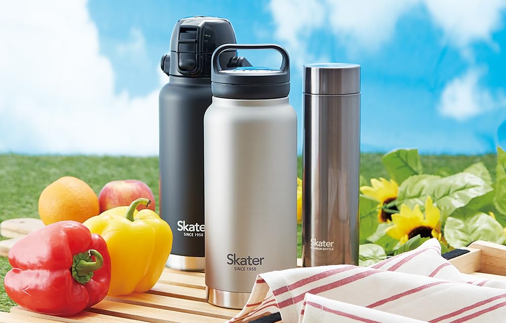 Skater Std12H-A 1200Ml Black Water Bottle with Handle and Mug Design