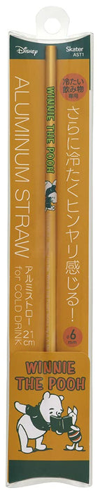 Skater Disney Winnie The Pooh Aluminum Straw 21cm 6mm Pack of 1 - AST1-A- Japan Figure Store - #1 Bring To You The Best Japanese Goods