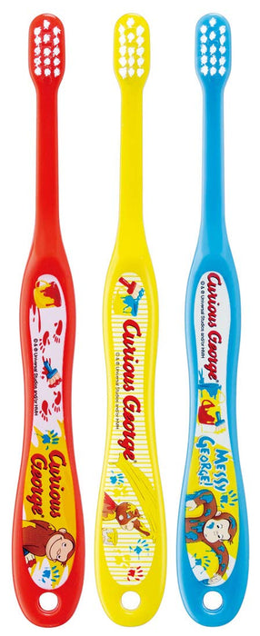 Skater Soft Baby Toothbrush 0-3 Years Curious George Cat Monkey Theme 15cm 3-Pack- Japan Figure Store - #1 Bring To You The Best Japanese Goods