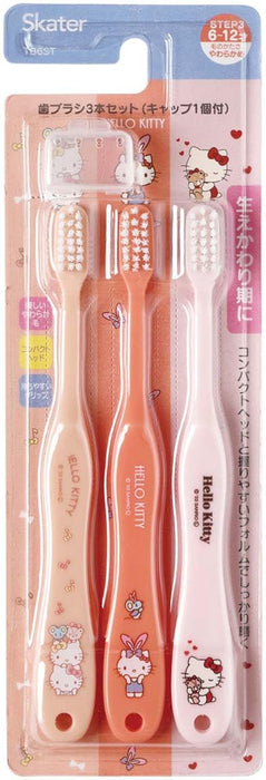 Skater Hello Kitty Soft Toothbrush Set 15.5cm Perfect for 6-12 Years Old 3 Pieces- Japan Figure Store - #1 Bring To You The Best Japanese Goods