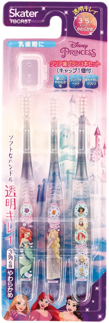 Skater Disney Princess Soft Toothbrush Set for Preschoolers 3-5 Years 3 Pieces- Japan Figure Store - #1 Bring To You The Best Japanese Goods