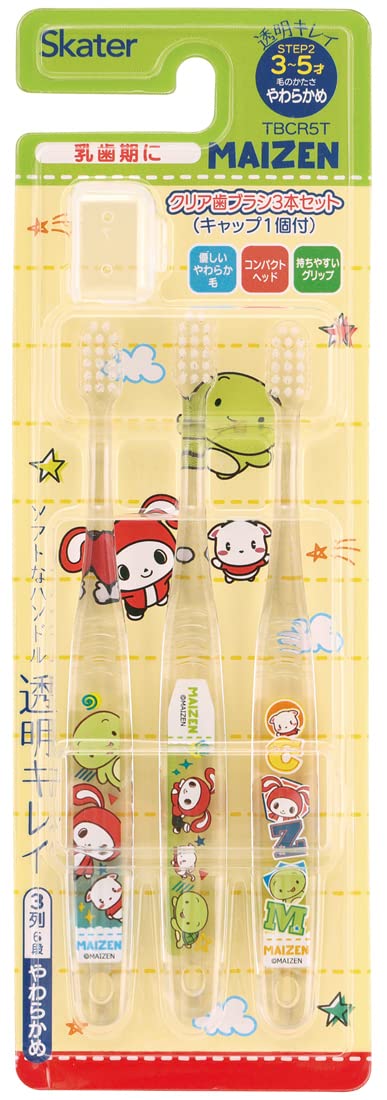 Skater Soft Clear Toothbrush 3-Pack for Preschoolers Ages 3-5 Maizen Sisters- Japan Figure Store - #1 Bring To You The Best Japanese Goods