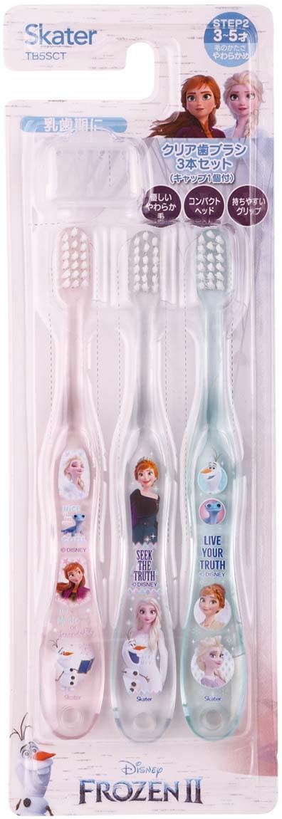 Skater Soft Toothbrush Set for Ages 3-5 Preschoolers Frozen 2 Design 3-pack- Japan Figure Store - #1 Bring To You The Best Japanese Goods