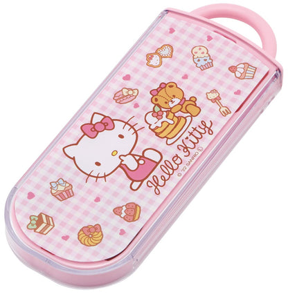 Skater Trio Kids Antibacterial Hello Kitty Cutlery Set - Chopsticks Spoon Fork - Made in Japan- Japan Figure Store - #1 Bring To You The Best Japanese Goods