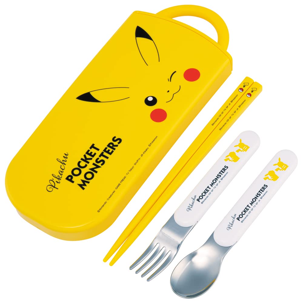 Skater Pikachu Kids Trio Set - Antibacterial Fork Spoon Chopsticks made in Japan- Japan Figure Store - #1 Bring To You The Best Japanese Goods