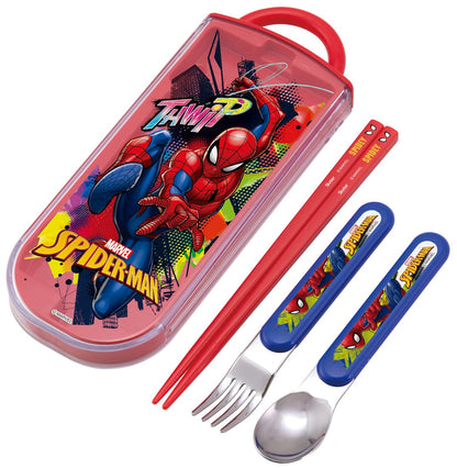 Skater Spiderman Trio Set: Kids Antibacterial Chopsticks Spoon & Fork Made in Japan- Japan Figure Store - #1 Bring To You The Best Japanese Goods