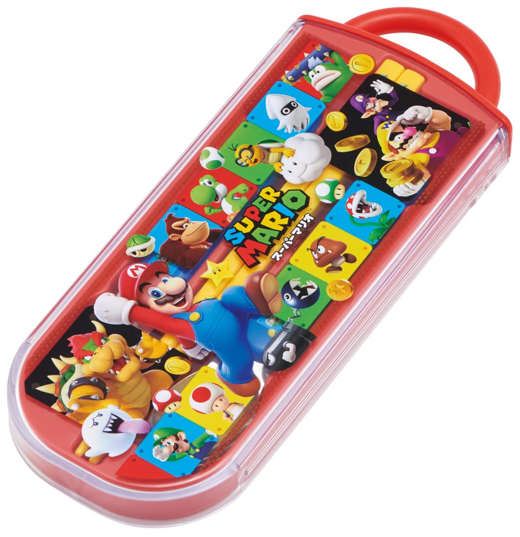 Skater Super Mario Kids Trio Set - Antibacterial Spoon Fork and Chopsticks Made in Japan- Japan Figure Store - #1 Bring To You The Best Japanese Goods