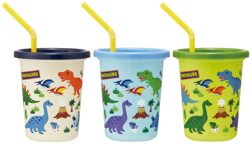 Skater Dinosaur 320ml Tumbler with Straw 3-Pc Set Made in Japan - Sih3St- Japan Figure Store - #1 Bring To You The Best Japanese Goods
