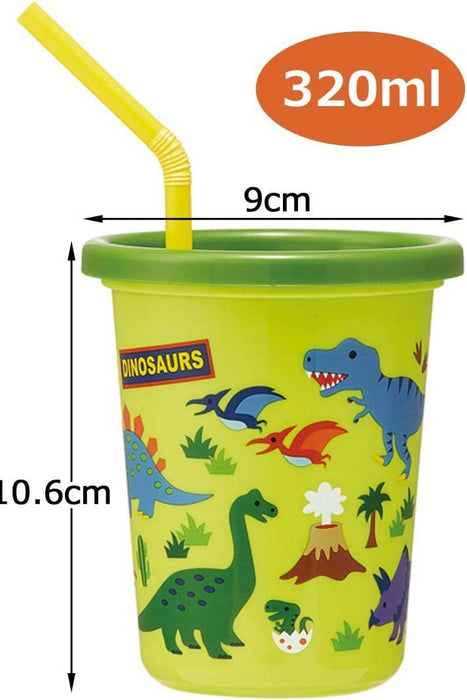 Skater Dinosaur 320ml Tumbler with Straw 3-Pc Set Made in Japan - Sih3St- Japan Figure Store - #1 Bring To You The Best Japanese Goods