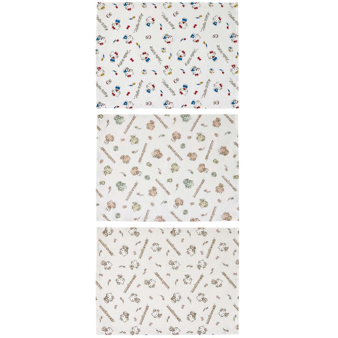 Skater Hello Kitty Waffle Dough Cloths Sanrio Line Design 3 Sheets 31X41 cm- Japan Figure Store - #1 Bring To You The Best Japanese Goods