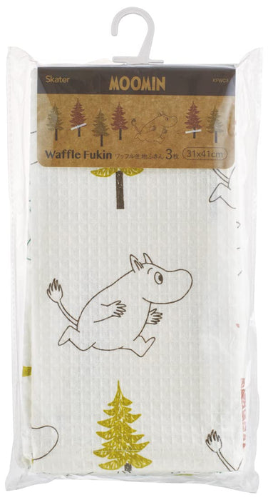 Skater Moomin Waffle Dough Dish Cloths 3 Pieces 31X41cm - Kfwc3-A Set- Japan Figure Store - #1 Bring To You The Best Japanese Goods