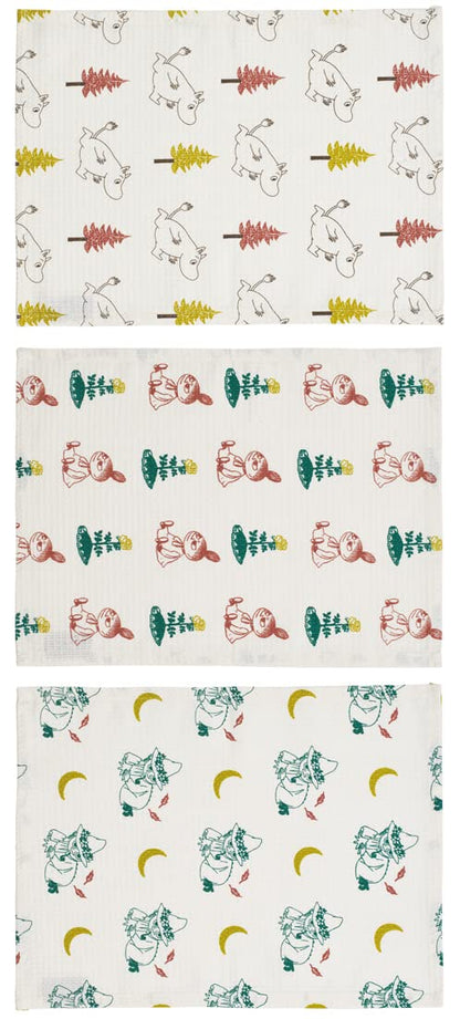 Skater Moomin Waffle Dough Dish Cloths 3 Pieces 31X41cm - Kfwc3-A Set- Japan Figure Store - #1 Bring To You The Best Japanese Goods
