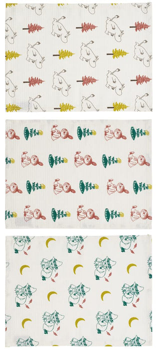 Skater Moomin Waffle Dough Dish Cloths 3 Pieces 31X41cm - Kfwc3-A Set- Japan Figure Store - #1 Bring To You The Best Japanese Goods