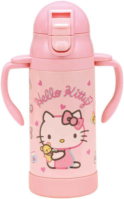 Skater Hello Kitty Stainless Steel Water Bottle 350ml with Double-Handle and Straw- Japan Figure Store - #1 Bring To You The Best Japanese Goods