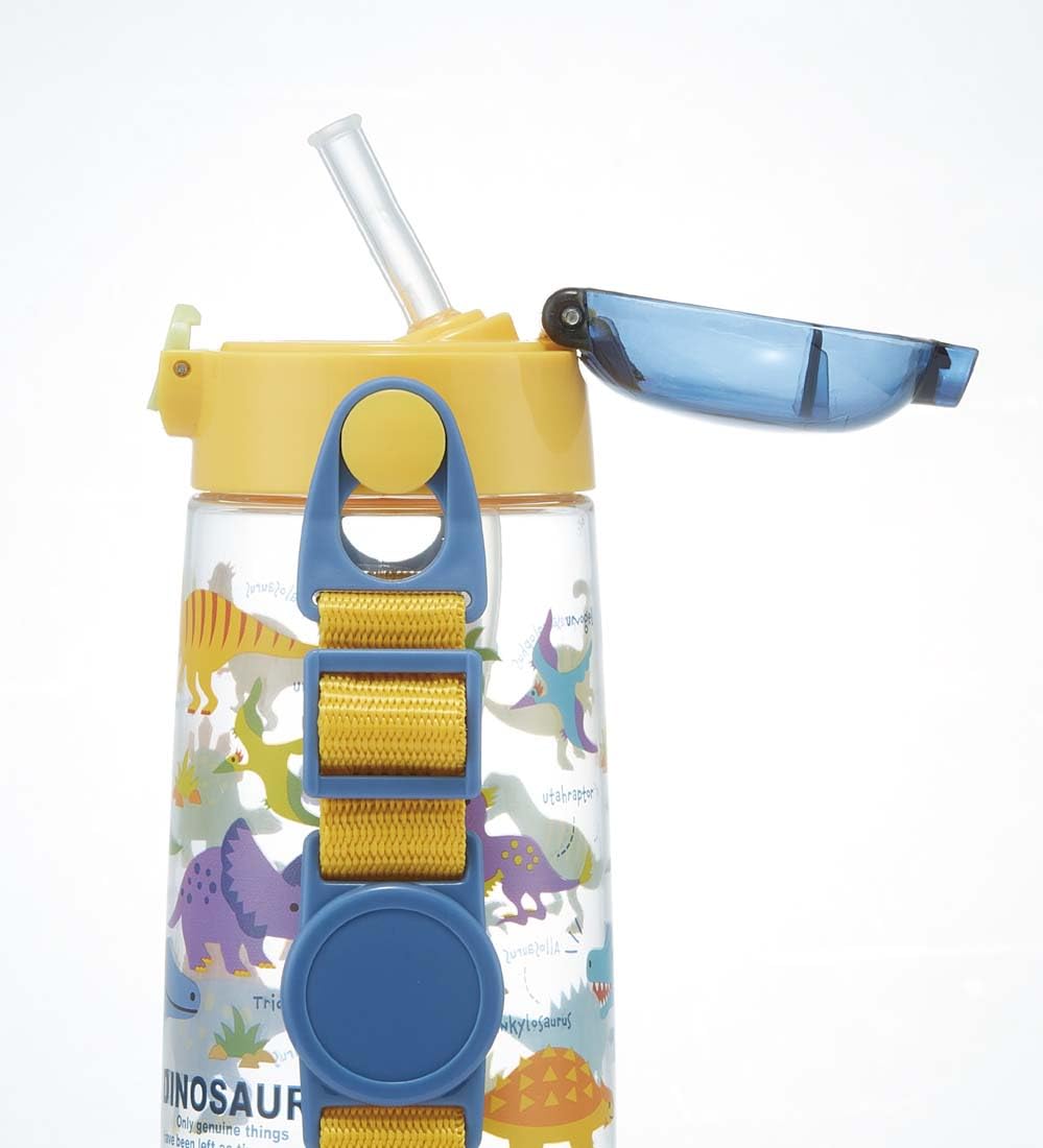 Skater Dinosaur 480ml Clear Kids Water Bottle with Straw for Boys- Japan Figure Store - #1 Bring To You The Best Japanese Goods