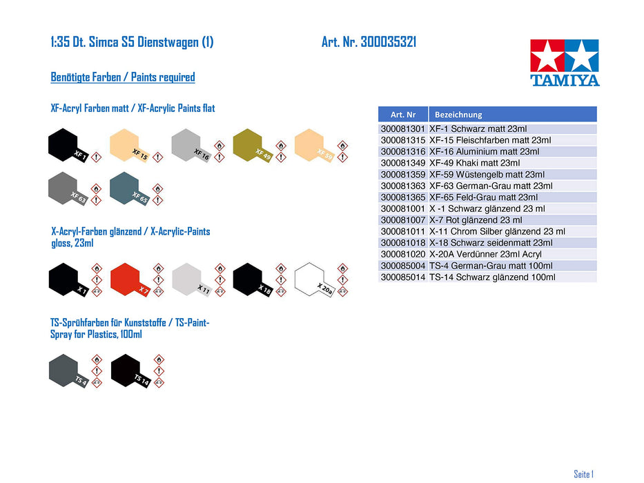 Tamiya 1/35 German Army Staff Car Simca 5 Plastic Model 35321- Japan Figure Store - #1 Bring To You The Best Japanese Goods