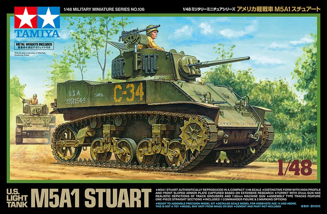 Tamiya 1/48 Modèle de char léger M5A1 Stuart 32606