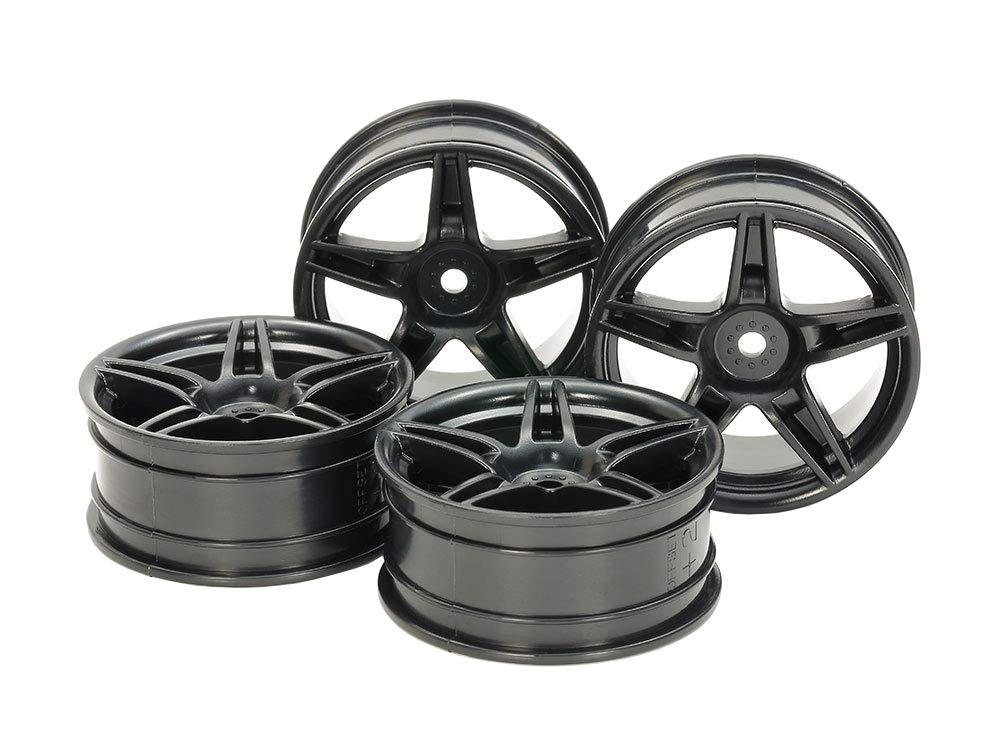 Tamiya Hop-Up Options 5-Twin Spoke 24Mm Black Wheels +2 Offset Set of 4- Japan Figure Store - #1 Bring To You The Best Japanese Goods