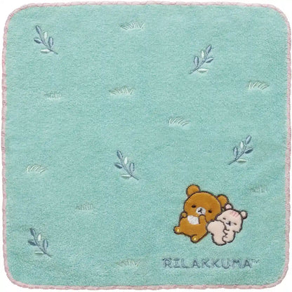 San-X Rilakkuma Mini Towel - Chai-Roi Koguma & Sakura 24x24cm- Japan Figure Store - #1 Bring To You The Best Japanese Goods