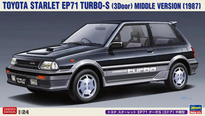 HASEGAWA - 1/24 Toyota Starlet Ep71 Turbo S - 3Door Mid Model Plastic Model- Japan Figure Store - #1 Bring To You The Best Japanese Goods