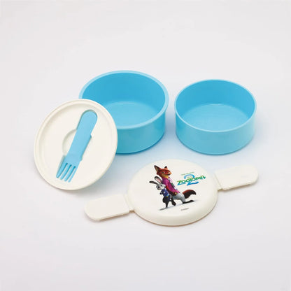 Skater ONWR1-A Round Bento Box 2-Tier with Fork Made in Japan Disney