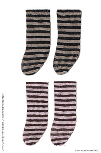 AZONE Pic262-Asb 1/12 Picco D Border Socks Ii B Set Black X Brown, Chocolate X Pink- Japan Figure Store - #1 Bring To You The Best Japanese Goods