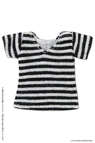 AZONE Pic280-Bkw 1/12 Piconeemo V-Neck T-Shirts Black X White Border- Japan Figure Store - #1 Bring To You The Best Japanese Goods
