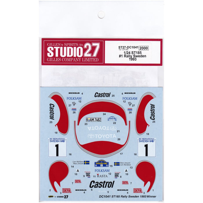 Studio27 1/24 Celica Gt-Four St185 #1 Rally Sweden 1993 Decal Scale Car Model Parts- Japan Figure Store - #1 Bring To You The Best Japanese Goods