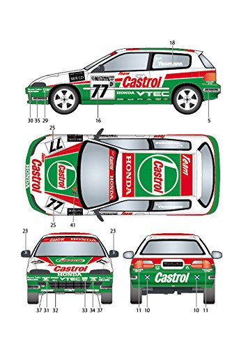 Studio27 St27-Dc1184 Civic Castrol 76/77 National Saloon Car Cup 1993 1/24 Car Decal- Japan Figure Store - #1 Bring To You The Best Japanese Goods