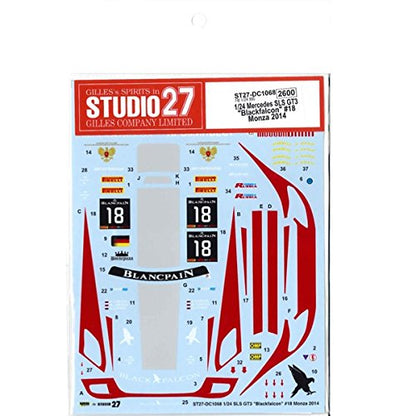 Studio27 St27 Dc1068 Mercedes Sls Gt3 Blackfalcon 18 Monza 2014 Decal 1/24 Car Model Decal- Japan Figure Store - #1 Bring To You The Best Japanese Goods