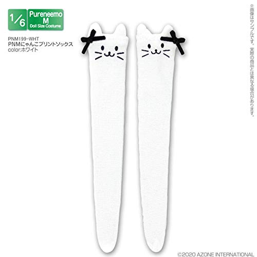 AZONE Pnm199-Wht 1/6 Pure Neemo M Kitty Cat Print Socks White- Japan Figure Store - #1 Bring To You The Best Japanese Goods