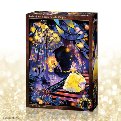 Tenyo 500pc Jigsaw Puzzle Disney Two Hearts Beauty Beast Gyutto Series Stained Art 25x36cm- Japan Figure Store - #1 Bring To You The Best Japanese Goods