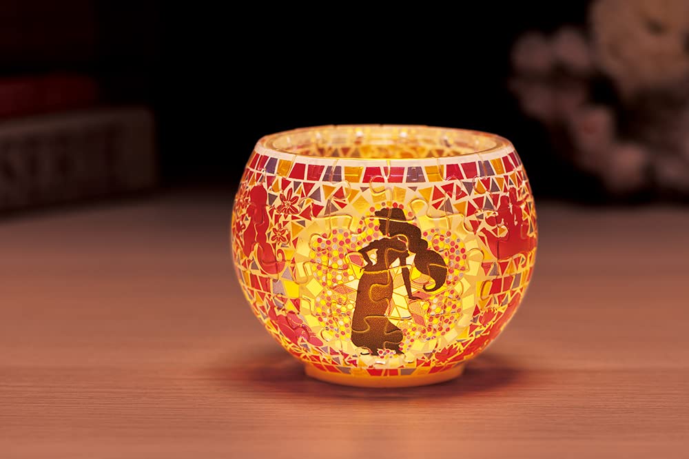 YANOMAN 2201-55 3D Led Lamp Shade Puzzle Disney Glass Mosaic Aladdin Jasmine 80 Pieces- Japan Figure Store - #1 Bring To You The Best Japanese Goods