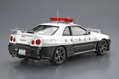 AOSHIMA The Patrol Car 1/24 No.1 Nissan Bnr34 Skyline Gt-R Patrol Car '99 Plastic Model- Japan Figure Store - #1 Bring To You The Best Japanese Goods
