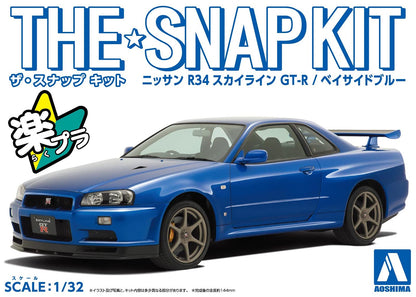 AOSHIMA The Snap Kit 1/32 Nissan R34 Skyline Gt-R Bayside Blue Plastic Model- Japan Figure Store - #1 Bring To You The Best Japanese Goods