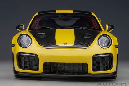 Autoart 1/18 Porsche 911 (991.2) GT2 RS Weissach Pkg Yellow/Carbon Black 78172- Japan Figure Store - #1 Bring To You The Best Japanese Goods
