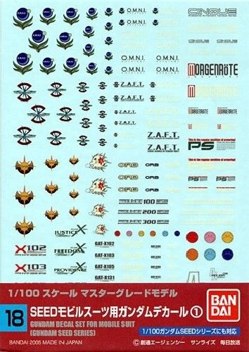 Bandai Gundam Decal No.018 For Mg 1/100 Gundam Seed Series 1