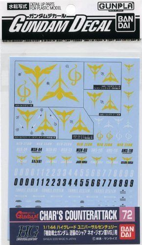 Bandai Gundam Decal No.072 For Hguc 1/144 Gundam Char`s Counter Attack Neo Zeon