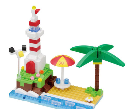 KAWADA Pk-006 Nanoblock Plus Sanrio Hello Kitty Beach With A Lighthouse- Japan Figure Store - #1 Bring To You The Best Japanese Goods