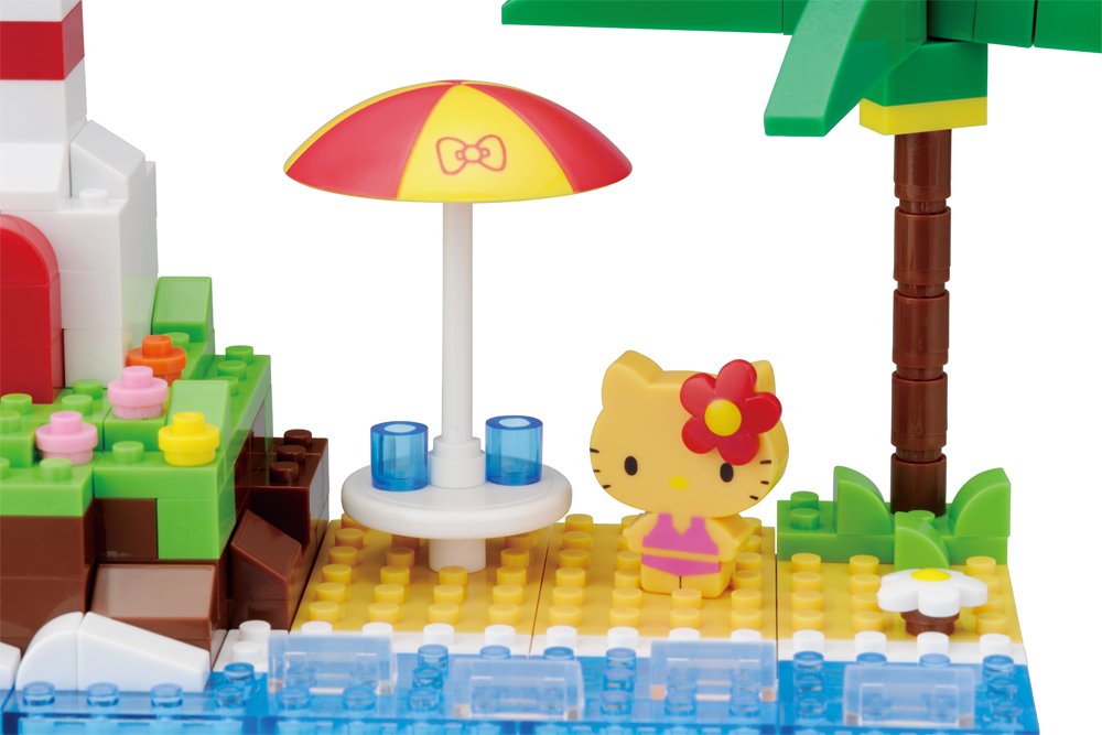 KAWADA Pk-006 Nanoblock Plus Sanrio Hello Kitty Beach With A Lighthouse- Japan Figure Store - #1 Bring To You The Best Japanese Goods