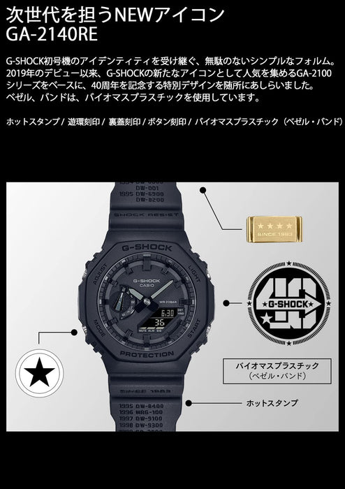 G-Shock 40th Anniversary Black Series Men's Casio Watch GA-2140RE-1AJR- Japan Figure Store - #1 Bring To You The Best Japanese Goods