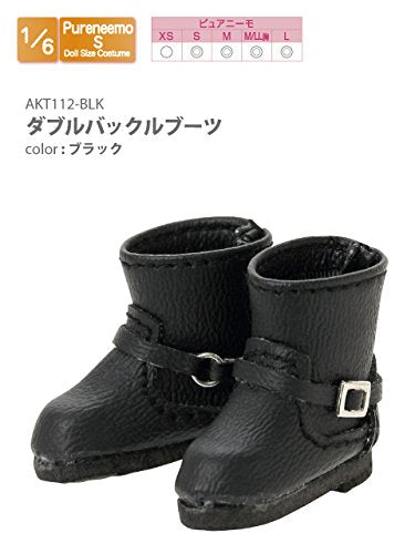 Double Buckle Boots Black Pureneemo Common Akt112-Blk Doll Accessories- Japan Figure Store - #1 Bring To You The Best Japanese Goods
