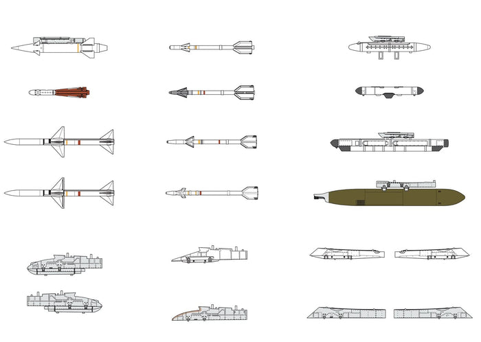 FINE MOLDS 1/72 Us Military Aircraft Missile Set 2 60'S 70'S Plastic Model- Japan Figure Store - #1 Bring To You The Best Japanese Goods