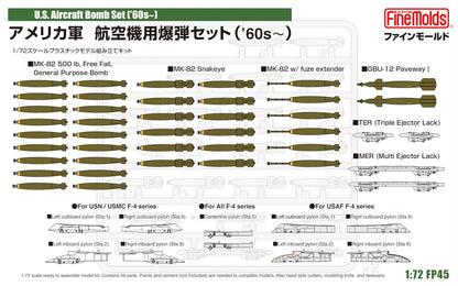 FINE MOLDS 1/72 Us Military Aircraft Bomb Set 60'S Plastic Model- Japan Figure Store - #1 Bring To You The Best Japanese Goods