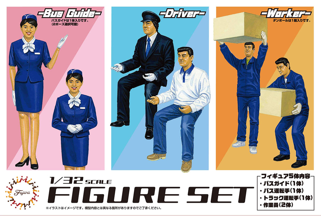 FUJIMI Gt34 Bus Tour Conductor & Bus Driver, Truck Driver & Workers Figure Set 1/32 Scale Kit- Japan Figure Store - #1 Bring To You The Best Japanese Goods